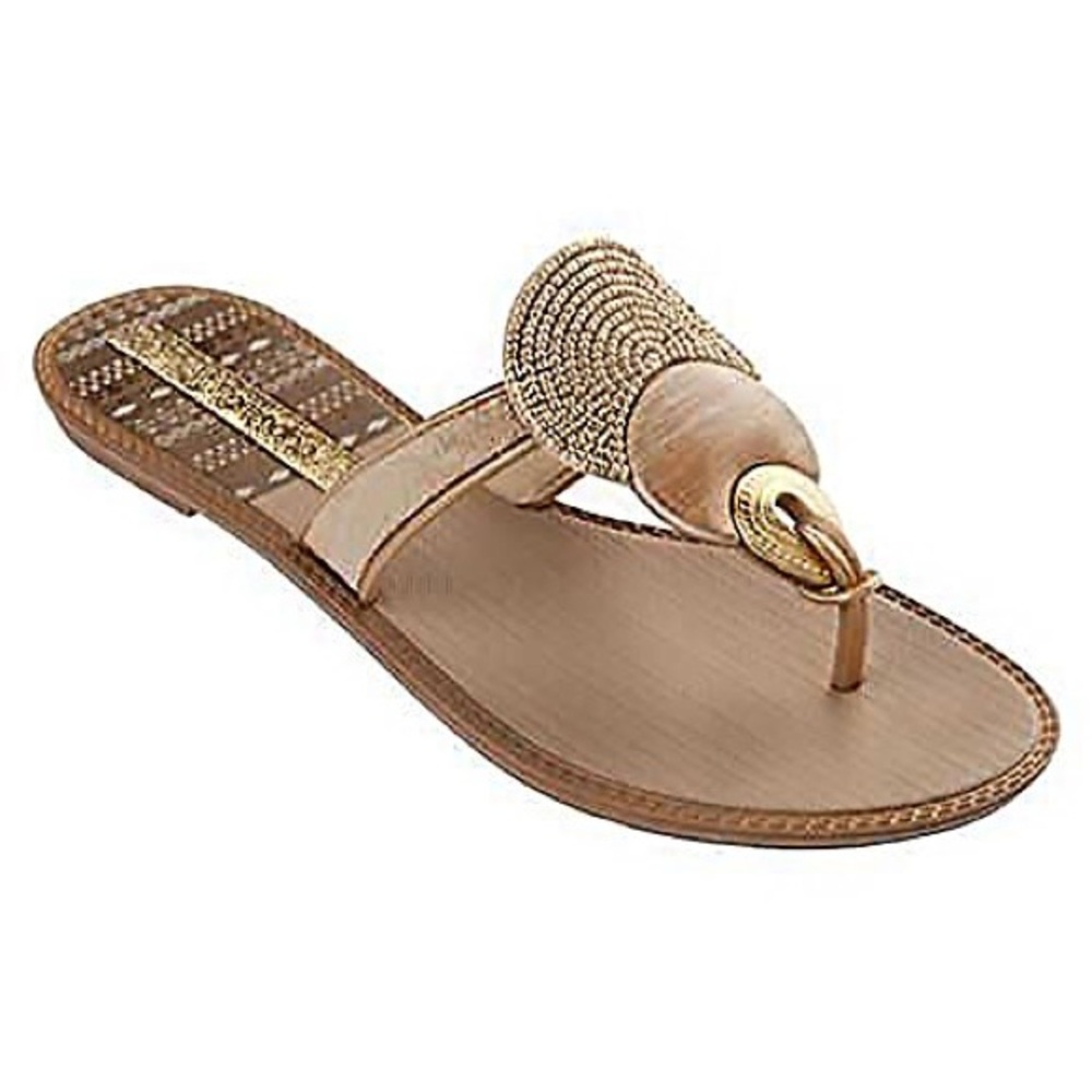 Grendha Aisha Wedge Women's Sandals - Size 9 - Gold/Beige